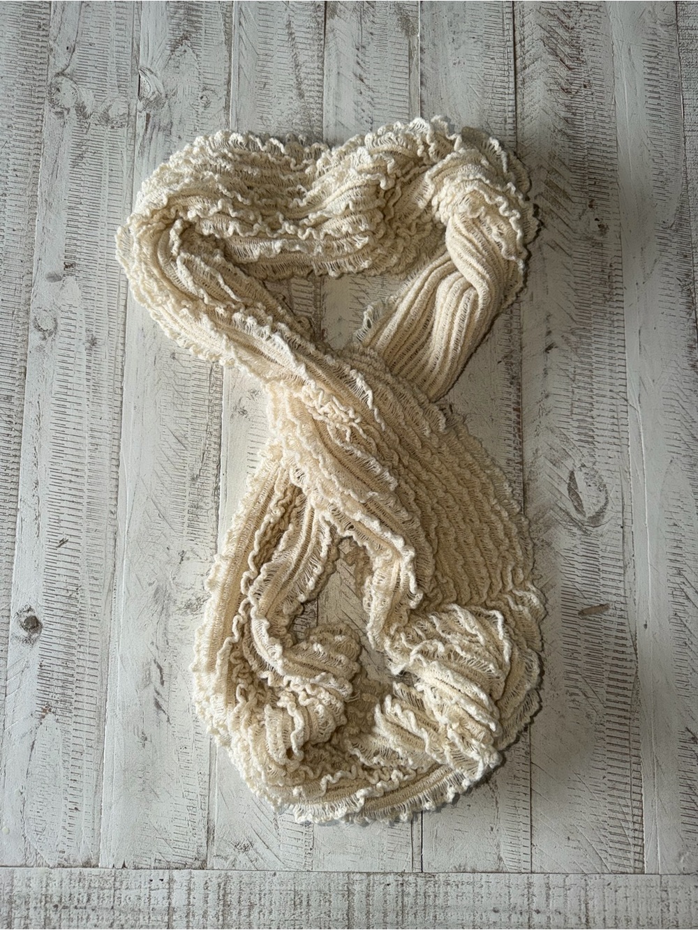Cream Chunky Knit Infinity Scarf